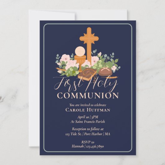 Moderne Eerste Heilige Communie Religieus Kaart (Voorkant)