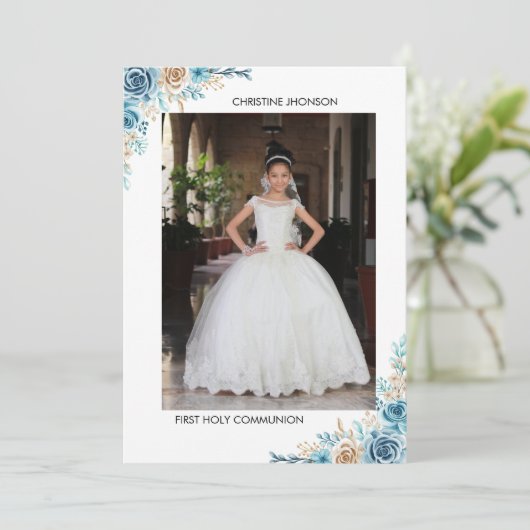 Moderne eerste heilige gemeenschap bedankt je kaar kaart (Staand voorkant)