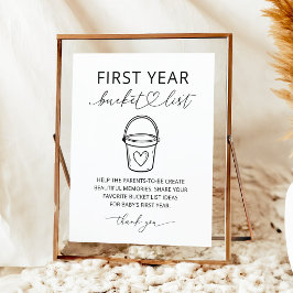 Moderne Eerste Jaar Emmer Lijst Baby Shower Bord Poster