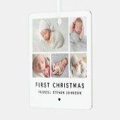 Moderne eerste kerst 5 foto's metalen ornament (Voorkant links)