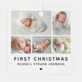 Moderne eerste kerst 5 foto's metalen ornament (Achterkant)