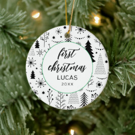 Moderne Eerste Kerst Foto Baby Keramisch Ornament