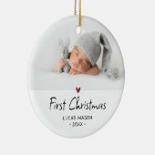 Moderne Eerste Kerst Foto Baby Keramisch Ornament (Rechts)