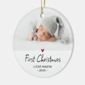 Moderne Eerste Kerst Foto Baby Keramisch Ornament (Links)