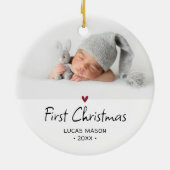 Moderne Eerste Kerst Foto Baby Keramisch Ornament (Achterkant)