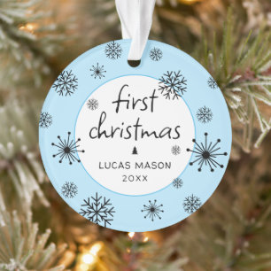 Moderne Eerste Kerst Foto Baby Ornament