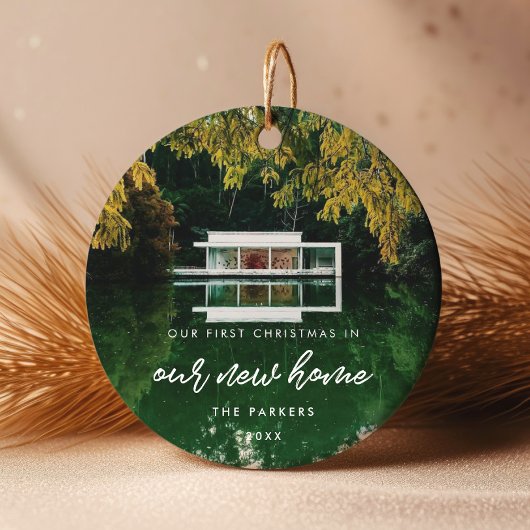 Moderne eerste kerst in ons nieuwe huis Foto Keramisch Ornament