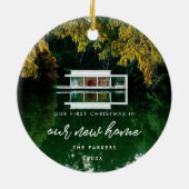 Moderne eerste kerst in ons nieuwe huis Foto Keramisch Ornament (Achterkant)