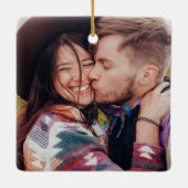 Moderne, eerste kerst met getankte foto keramisch ornament (Achterkant)