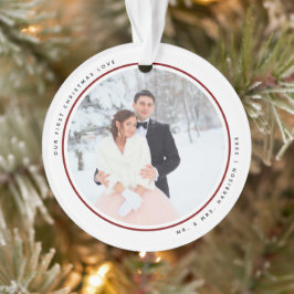 Moderne Eerste Kerst Mis en Mevrouw 2 Foto's Acryl Ornament