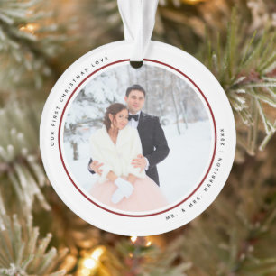 Moderne Eerste Kerst Mis en Mevrouw 2 Foto's Acryl Ornament