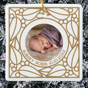Moderne eerste kerst Persoonlijk ingelijste foto Keramisch Ornament