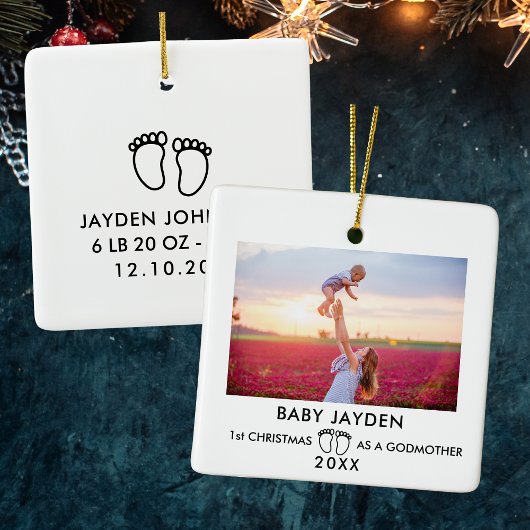 Moderne eerste kerstdag als Godmoeder foto Keramisch Ornament