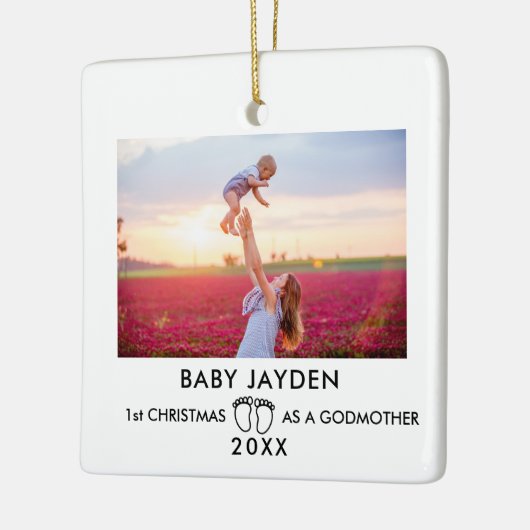 Moderne eerste kerstdag als Godmoeder foto Keramisch Ornament (Links)