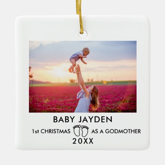 Moderne eerste kerstdag als Godmoeder foto Keramisch Ornament (Voorkant)