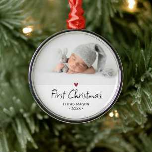 Moderne Eerste Kerstdag Baby Foto Metalen Ornament