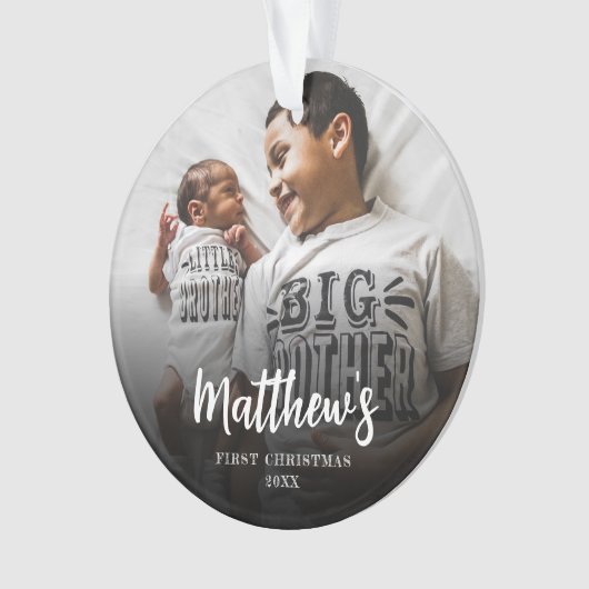 Moderne Eerste Kerstfoto Acryl Ornament (voorkant)