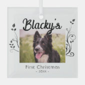 Moderne eerste kerstfoto rode foto glas ornament (Voorkant)