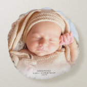 Moderne Eerste Kerstfoto van de baby Rond Kussen (Achterkant)