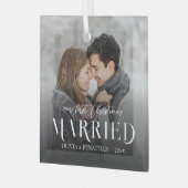 Moderne Eerste Kerstman Getrouwd Pas getrouwd Foto Glas Ornament (Voorkant links)