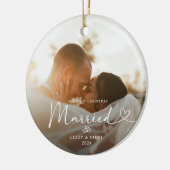 Moderne Eerste Kerstman Getrouwd Pas getrouwd Foto Keramisch Ornament (Links)