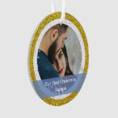 Moderne Eerste Kerstmis 2 foto's Ornament (voorkant)
