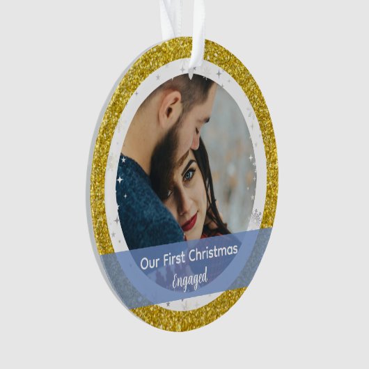 Moderne Eerste Kerstmis 2 foto's Ornament (voorkant)