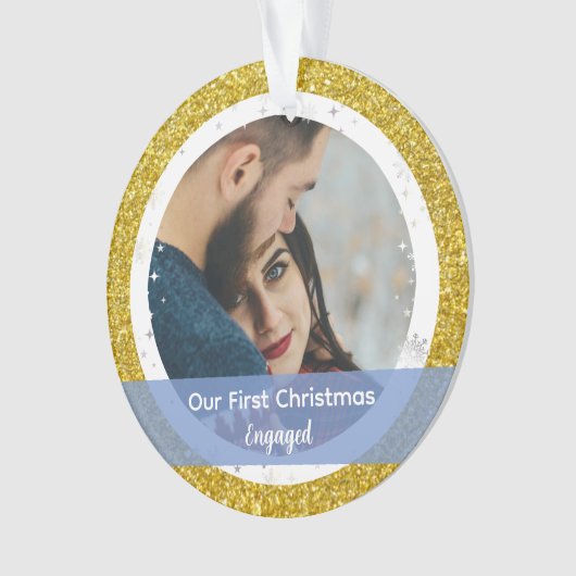 Moderne Eerste Kerstmis 2 foto's Ornament (voorkant)