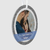Moderne Eerste Kerstmis 2 foto's Ornament (voorkant)