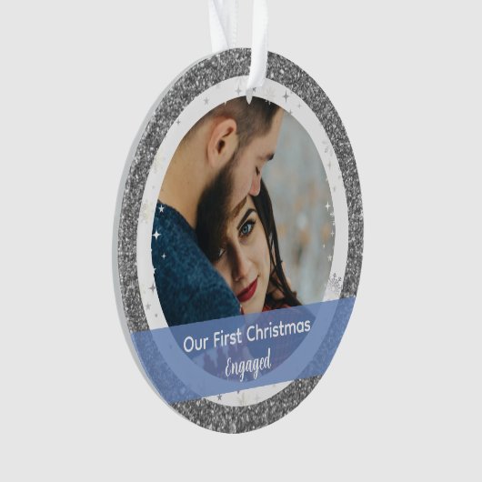 Moderne Eerste Kerstmis 2 foto's Ornament (voorkant)