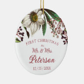 Moderne  Eerste Kerstmis als de heer Mrs. Keramisch Ornament (Rechts)