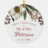 Moderne  Eerste Kerstmis als de heer Mrs. Keramisch Ornament (Voorkant)