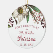 Moderne  Eerste Kerstmis als de heer Mrs. Keramisch Ornament (Links)