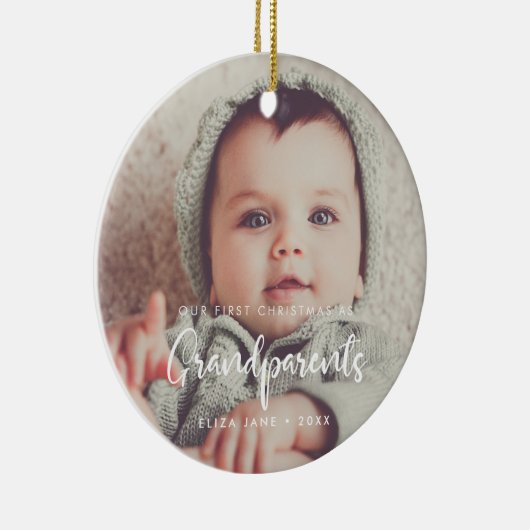 Moderne Eerste Kerstmis als grootouders Keramisch Ornament (Rechts)