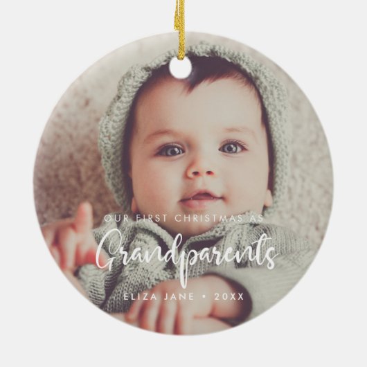 Moderne Eerste Kerstmis als grootouders Keramisch Ornament (Achterkant)