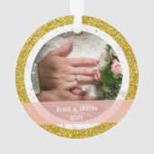 Moderne Eerste Kerstmis als Mr. en Mrs. 2 Foto's Ornament (achterkant)