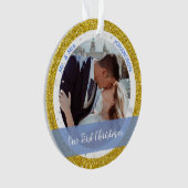 Moderne Eerste Kerstmis als Mr. en Mrs. 2 Foto's Ornament (voorkant)