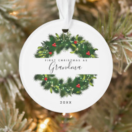 Moderne Eerste Kerstmis als oma Greenery Wreath Ornament