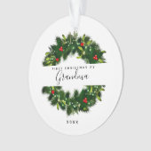 Moderne Eerste Kerstmis als oma Greenery Wreath Ornament (voorkant)