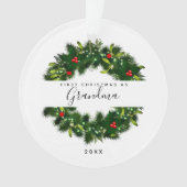 Moderne Eerste Kerstmis als oma Greenery Wreath Ornament (voorkant)