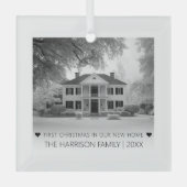 Moderne Eerste Kerstmis in onze nieuwe homefoon Glas Ornament (Voorkant)