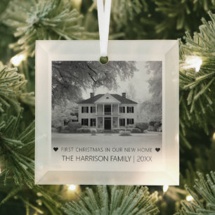 Moderne Eerste Kerstmis in onze nieuwe homefoon Glas Ornament
