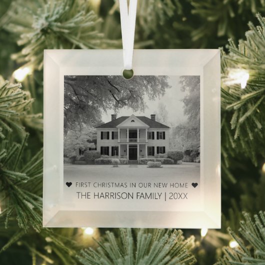 Moderne Eerste Kerstmis in onze nieuwe homefoon Glas Ornament (Insitu)