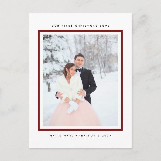 Moderne Eerste Kerstmis, Mr. en Mrs. Foto Feestdagenkaart (Voorkant)