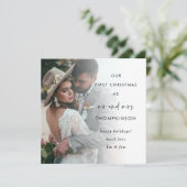 Moderne Eerste Kerstmis, Mrs. Foto Overlay Feestdagenkaart (Staand voorkant)