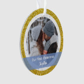 Moderne Eerste Kerstmis samen 2 foto's Ornament (voorkant)
