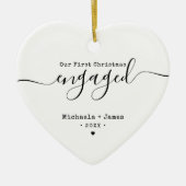 Moderne Eerste Kerstmis verloofde namen & foto Keramisch Ornament (Voorkant)