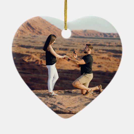 Moderne Eerste Kerstmis verloofde namen & foto Keramisch Ornament (Achterkant)