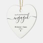 Moderne Eerste Kerstmis verloofde namen & foto Keramisch Ornament (Links)
