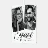 Moderne Eerste Kerstverloofde Fotovakantie Metalen Ornament (Voorkant links)